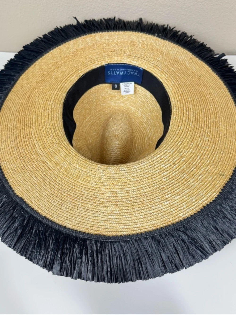 Tracy Watts‎ Positano wide brim fedora Straw Sun Hat fringe Anthropologie